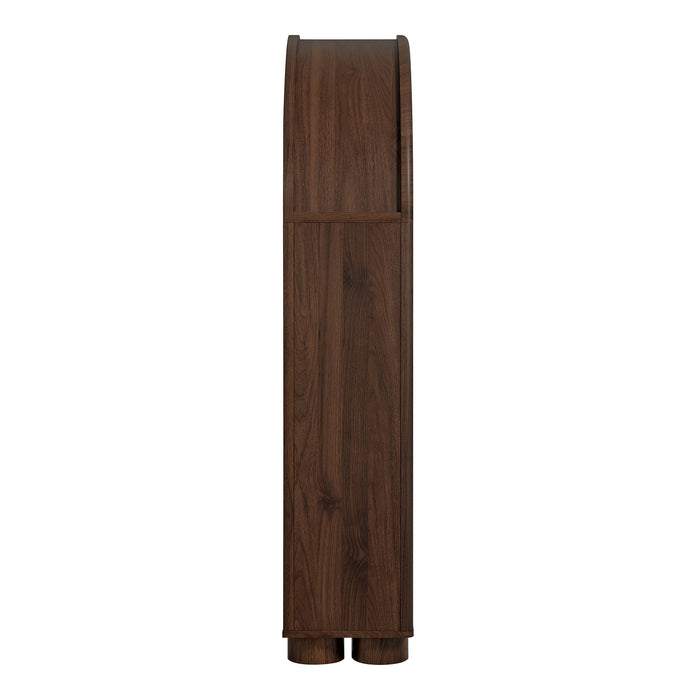 Modway Bellamy Arched Fold-Out Desk Cabinet in Walnut - angled view