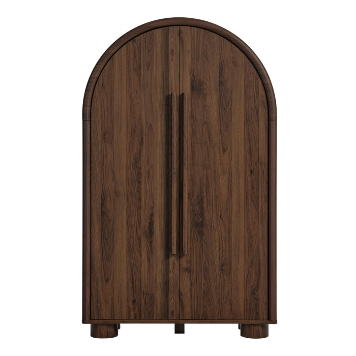 Modway Bellamy Arched Fold-Out Desk Cabinet in Walnut - side view