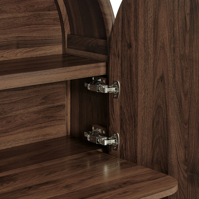 Modway Bellamy Arched Fold-Out Desk Cabinet in Walnut - detail view