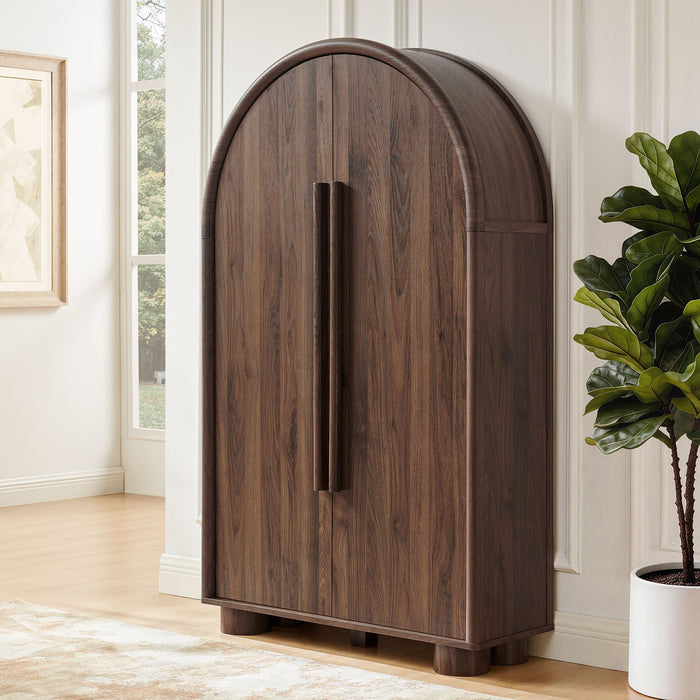 Modway Bellamy Arched Fold-Out Desk Cabinet in Walnut - lifestyle view 16