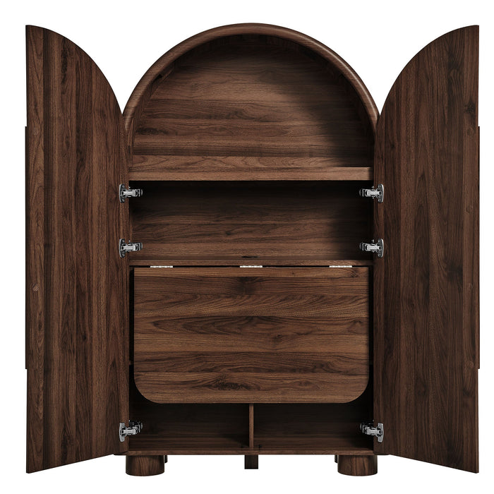 Modway Bellamy Arched Fold-Out Desk Cabinet in Walnut - lifestyle view 19