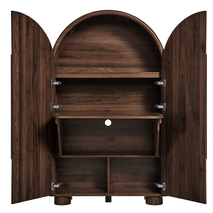 Modway Bellamy Arched Fold-Out Desk Cabinet in Walnut - lifestyle view 22
