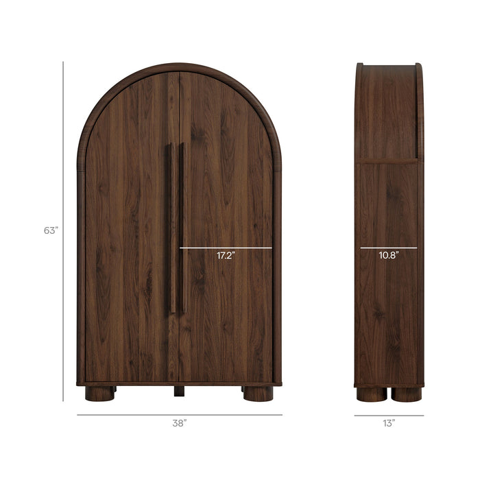 Modway Bellamy Arched Fold-Out Desk Cabinet in Walnut - dimensions and specifications 26