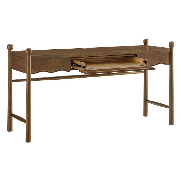Modway Darcy 62 Inch Wood Computer Desk in Walnut - angled view