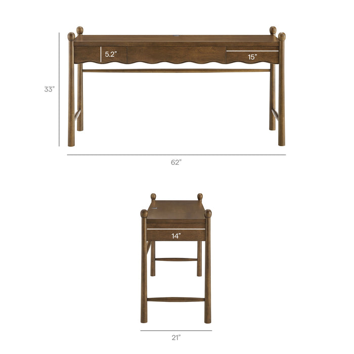Modway Darcy 62 Inch Wood Computer Desk in Walnut - dimensions and specifications 20