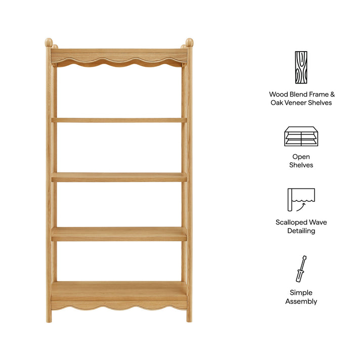 Modway Darcy 4-Tier Open Bookcase in Oak - dimensions and specifications