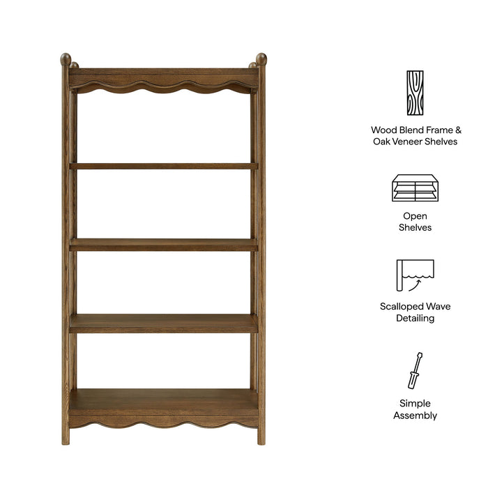 Modway Darcy 4-Tier Open Bookcase in Walnut - dimensions and specifications