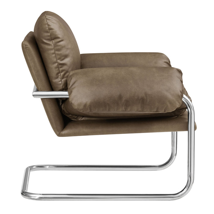 Modway Ansel Vegan Leather Accent Chair in Mushroom - angled view