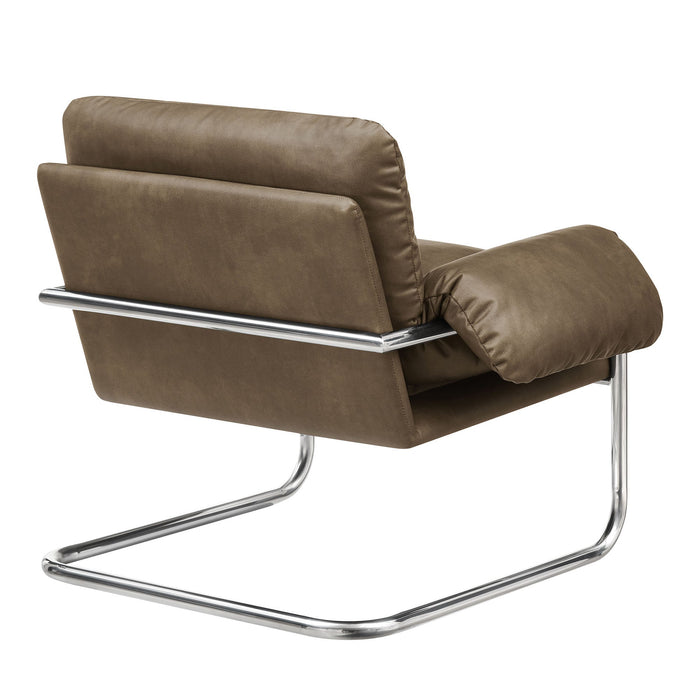 Modway Ansel Vegan Leather Accent Chair in Mushroom - side view