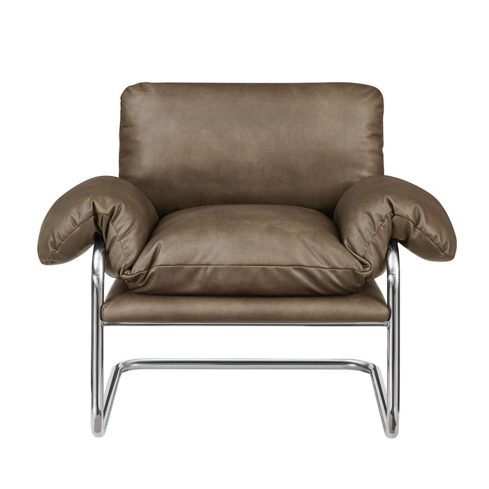 Modway Ansel Vegan Leather Accent Chair in Mushroom - detail view