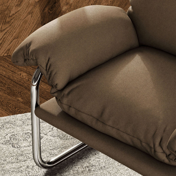 Modway Ansel Vegan Leather Accent Chair in Mushroom - lifestyle view 12