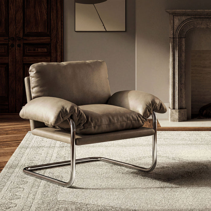 Modway Ansel Vegan Leather Accent Chair in Mushroom - lifestyle view 14