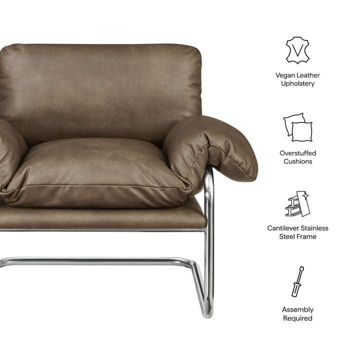 Modway Ansel Vegan Leather Accent Chair in Mushroom - dimensions and specifications