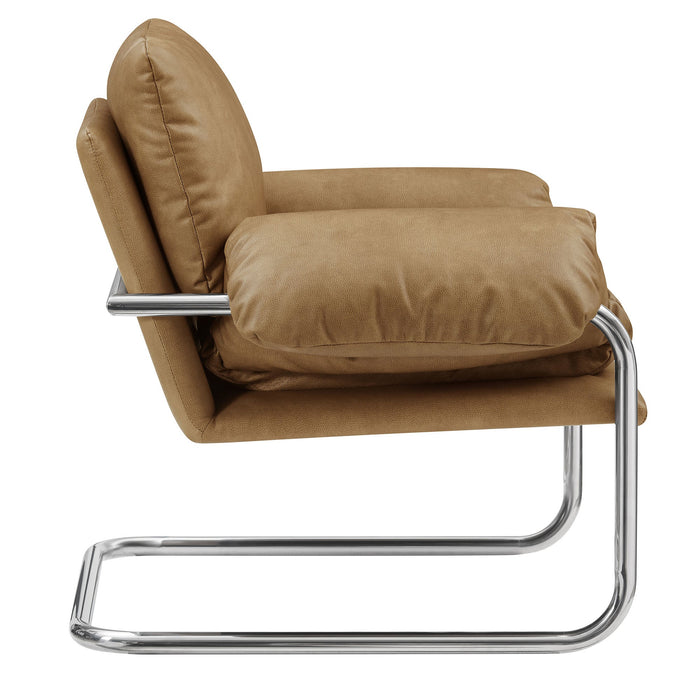 Modway Ansel Vegan Leather Accent Chair in Toast - angled view
