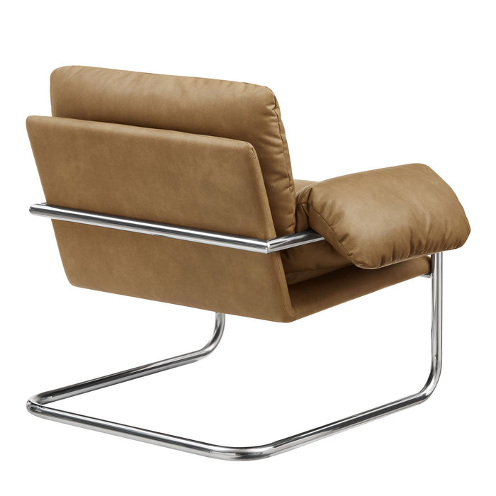Modway Ansel Vegan Leather Accent Chair in Toast - side view