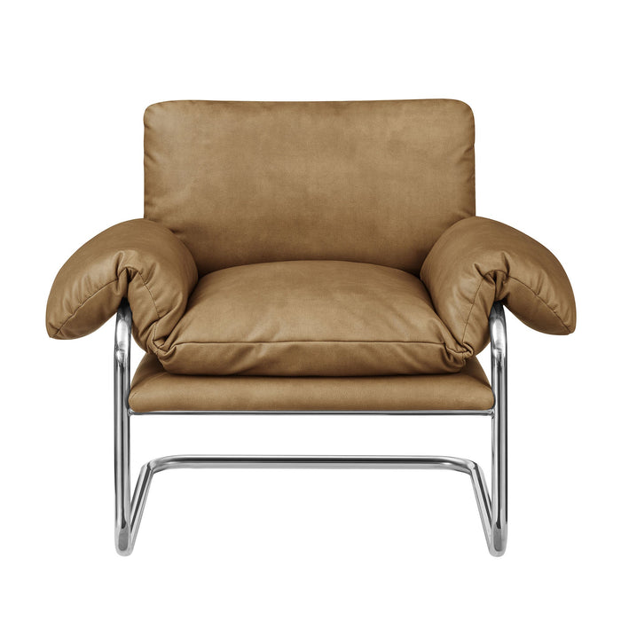 Modway Ansel Vegan Leather Accent Chair in Toast - detail view