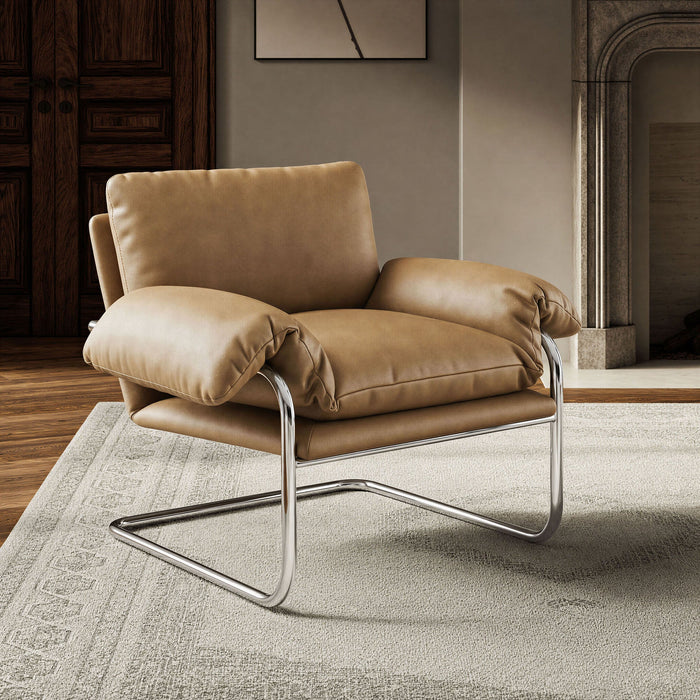 Modway Ansel Vegan Leather Accent Chair in Toast - lifestyle view 13