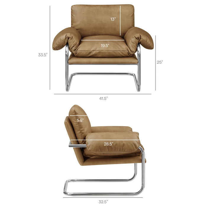 Modway Ansel Vegan Leather Accent Chair in Toast - dimensions and specifications 16