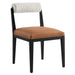 Kai Boucle and Vegan Leather Dining Chair Set of 2 Pearl Tan Black