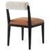 Kai Boucle and Vegan Leather Dining Chair Set of 2 Pearl Tan Black