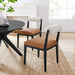 Kai Boucle and Vegan Leather Dining Chair Set of 2 Pearl Tan Black