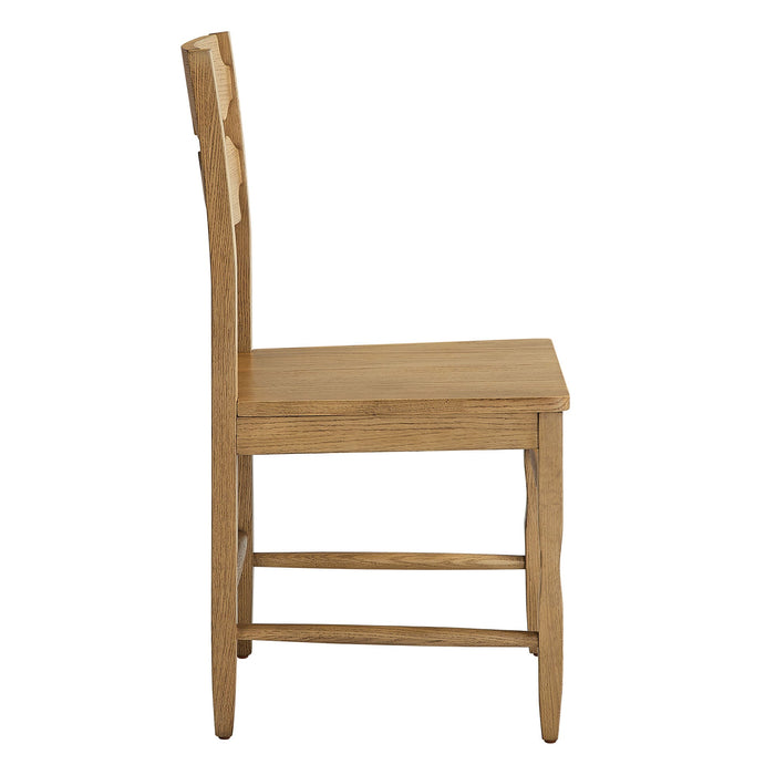 Jax Oak Wood Dining Chair With Wavy Razor Back Set of 2 Weathered Oak