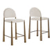 Hayley Upholstered Fabric Counter Stools Set of 2 Brass Cream