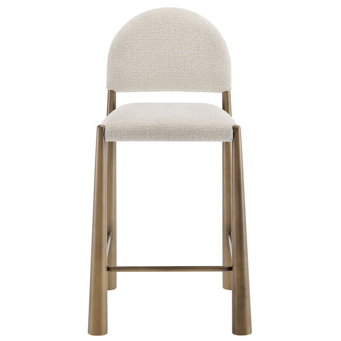 Hayley Upholstered Fabric Counter Stools Set of 2 Brass Cream