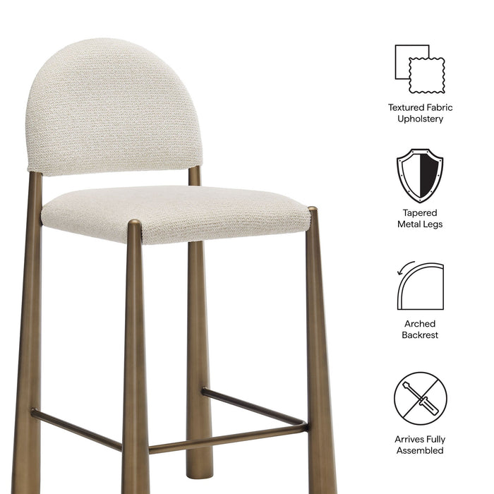 Hayley Upholstered Fabric Counter Stools Set of 2 Brass Cream
