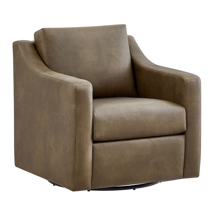 Modway Liora Vegan Leather Swivel Armchair in Mushroom - front view