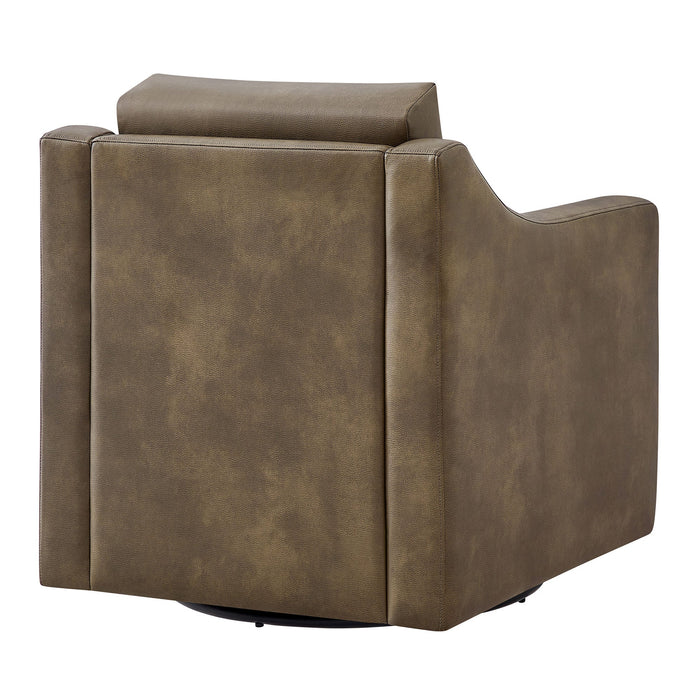 Modway Liora Vegan Leather Swivel Armchair in Mushroom - side view