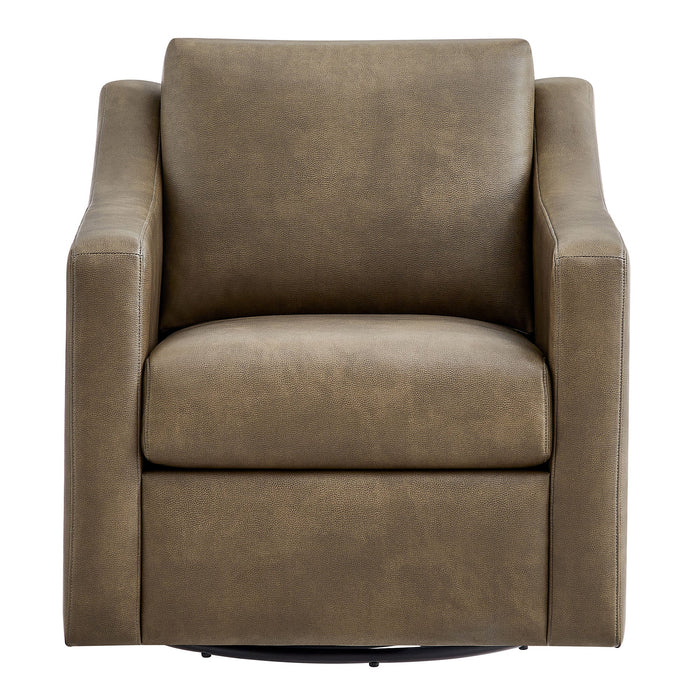 Modway Liora Vegan Leather Swivel Armchair in Mushroom - detail view