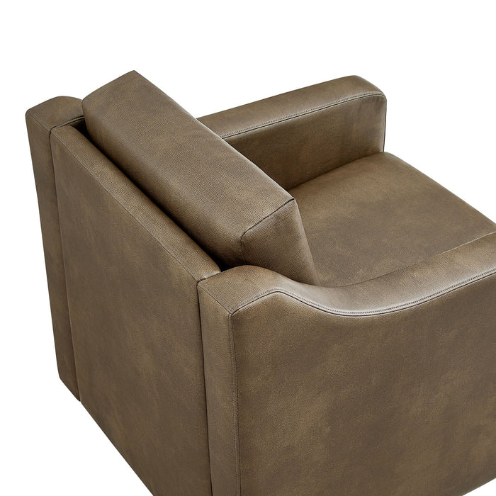 Modway Liora Vegan Leather Swivel Armchair in Mushroom - lifestyle view