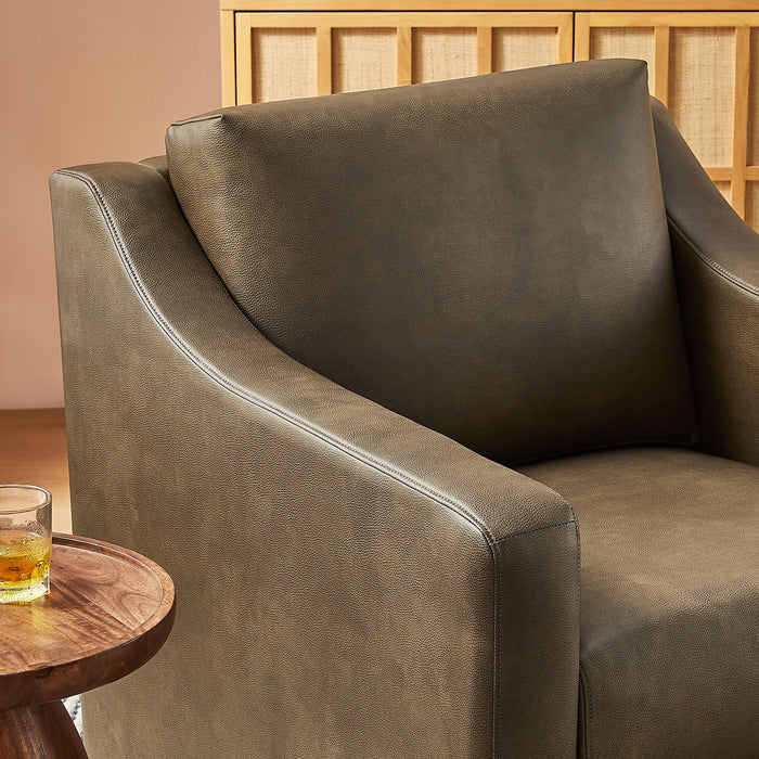 Modway Liora Vegan Leather Swivel Armchair in Mushroom - lifestyle view 12
