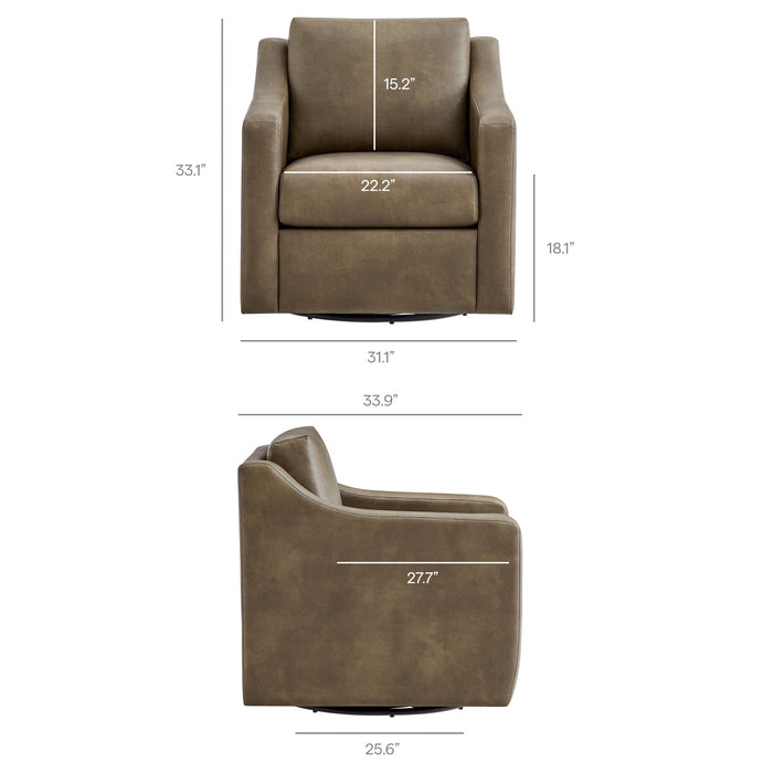 Modway Liora Vegan Leather Swivel Armchair in Mushroom - dimensions and specifications 18