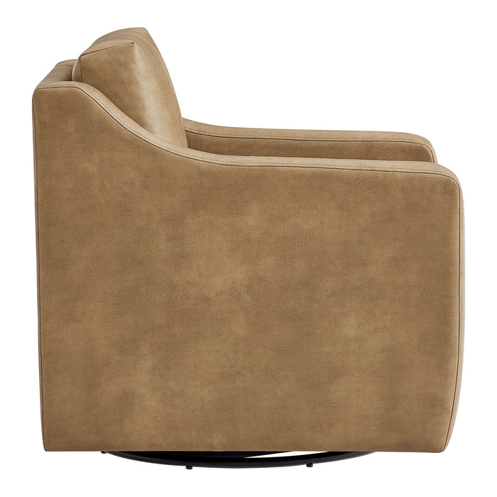 Modway Liora Vegan Leather Swivel Armchair in Toast - angled view