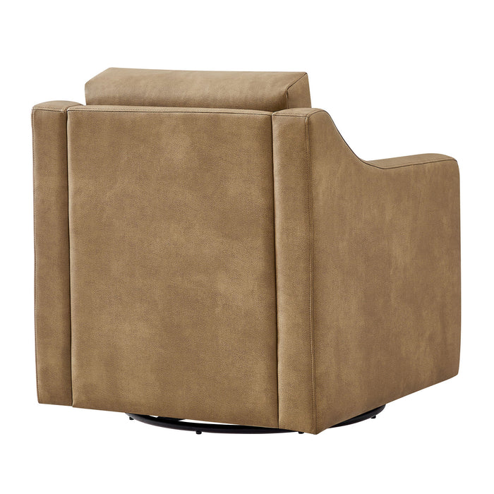 Modway Liora Vegan Leather Swivel Armchair in Toast - side view