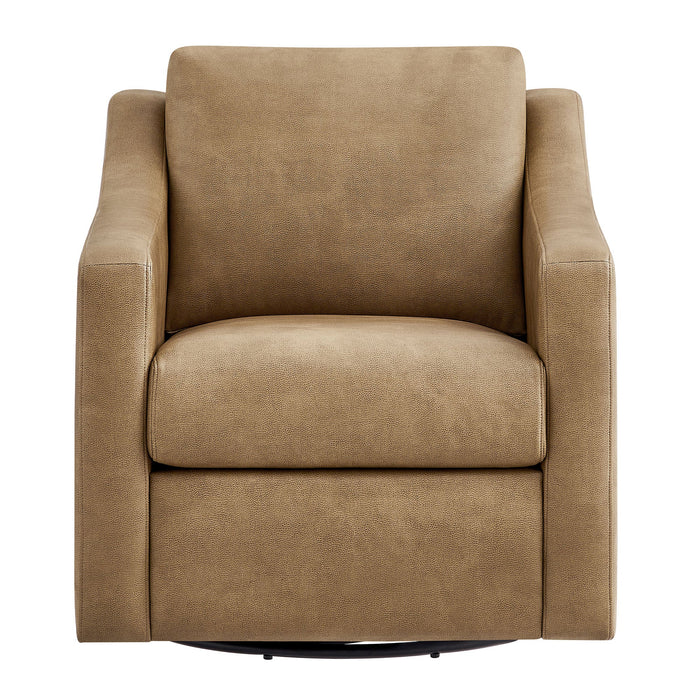 Modway Liora Vegan Leather Swivel Armchair in Toast - detail view