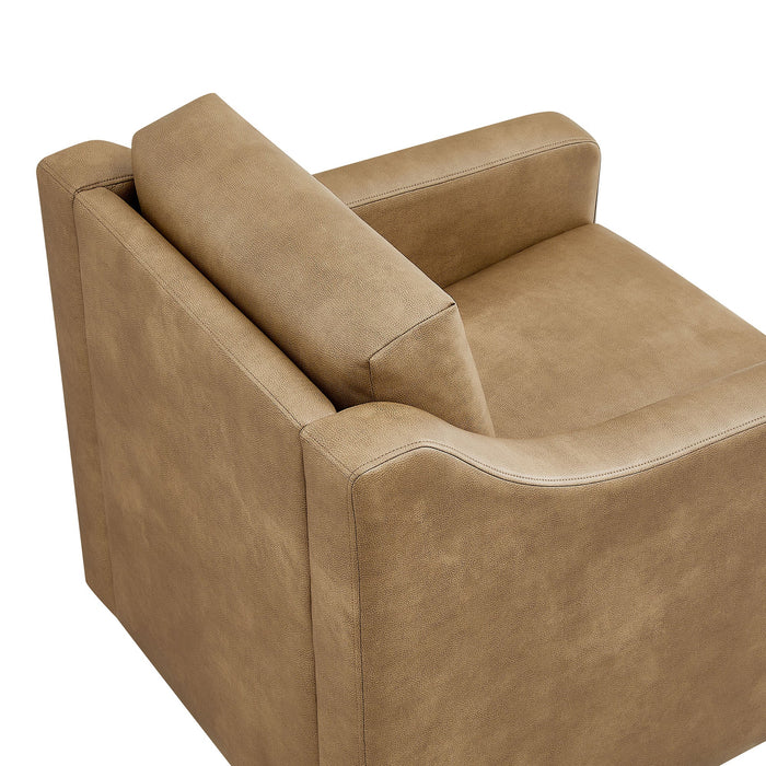 Modway Liora Vegan Leather Swivel Armchair in Toast - lifestyle view