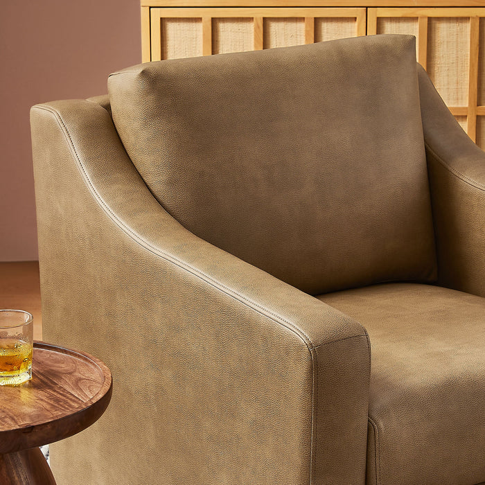 Modway Liora Vegan Leather Swivel Armchair in Toast - lifestyle view 11