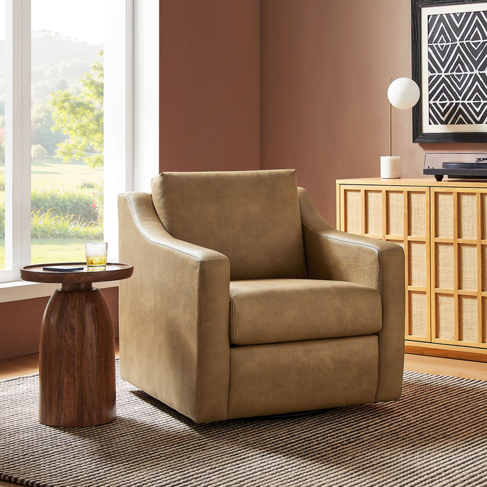 Modway Liora Vegan Leather Swivel Armchair in Toast - lifestyle view 13