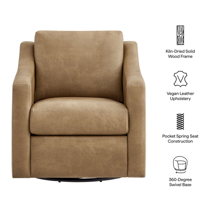 Modway Liora Vegan Leather Swivel Armchair in Toast - dimensions and specifications