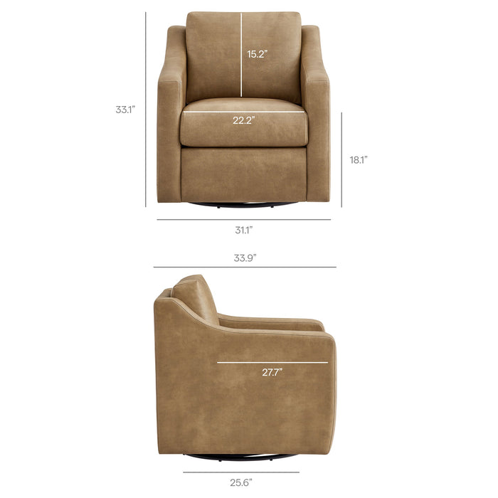 Modway Liora Vegan Leather Swivel Armchair in Toast - dimensions and specifications 16