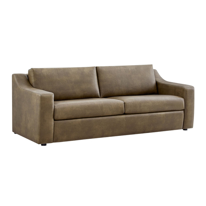 Modway Liora 87 Inch Vegan Leather Sofa in Mushroom - front view