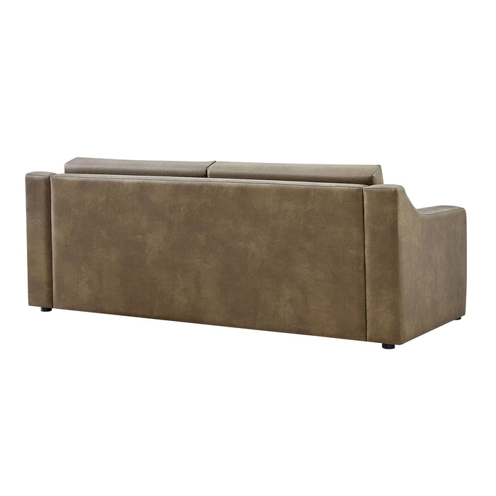 Modway Liora 87 Inch Vegan Leather Sofa in Mushroom - side view