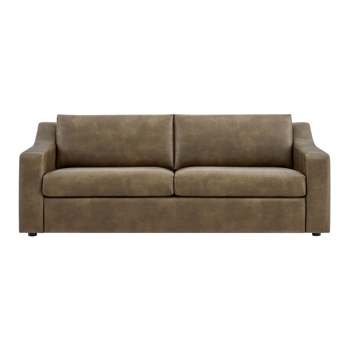 Modway Liora 87 Inch Vegan Leather Sofa in Mushroom - detail view