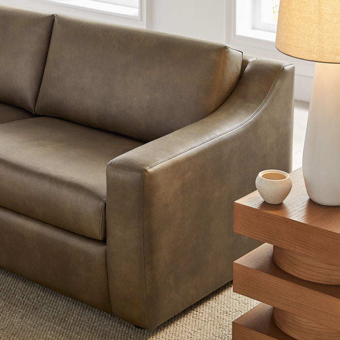 Modway Liora 87 Inch Vegan Leather Sofa in Mushroom - lifestyle view 12