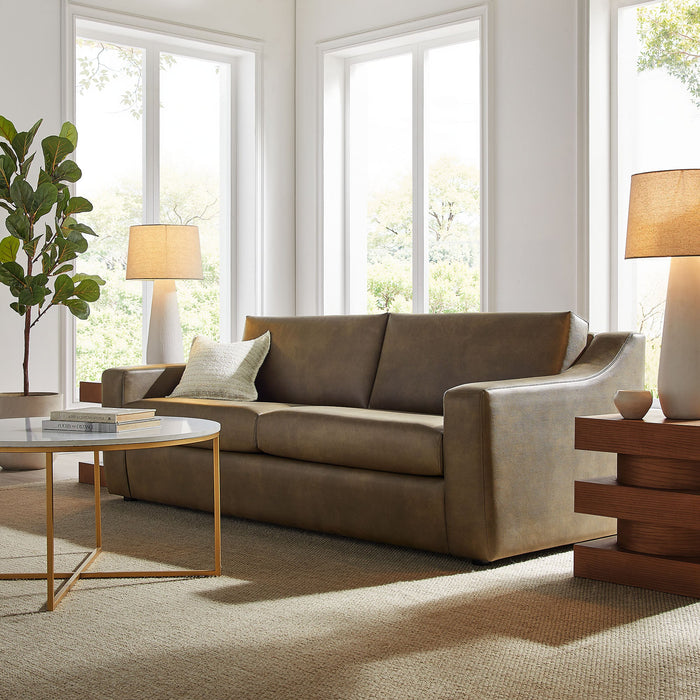 Modway Liora 87 Inch Vegan Leather Sofa in Mushroom - lifestyle view 14