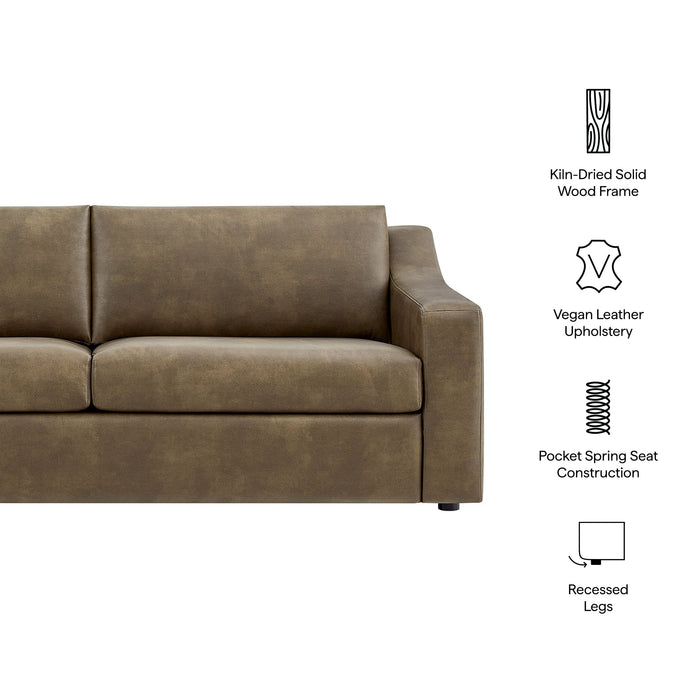 Modway Liora 87 Inch Vegan Leather Sofa in Mushroom - dimensions and specifications