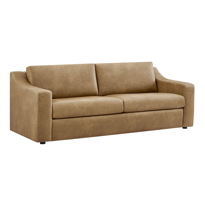 Modway Liora 87 Inch Vegan Leather Sofa in Toast - front view